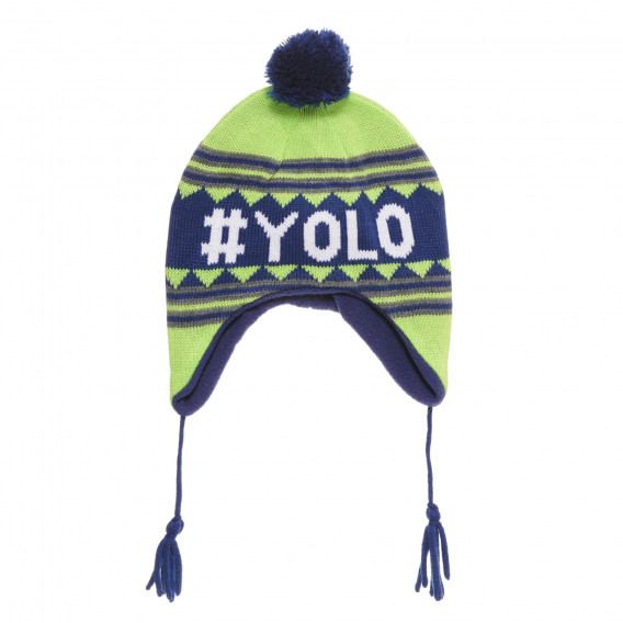 Зимна шапка с помпон и надпис #YOLO, многоцветна Cool club 293851 