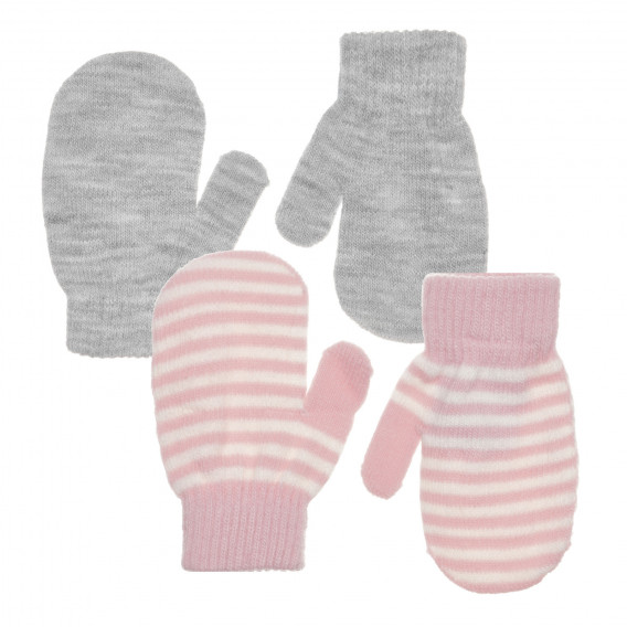 Комплект от 2 чифта ръкавици в сиво и розово Cool club 294181 