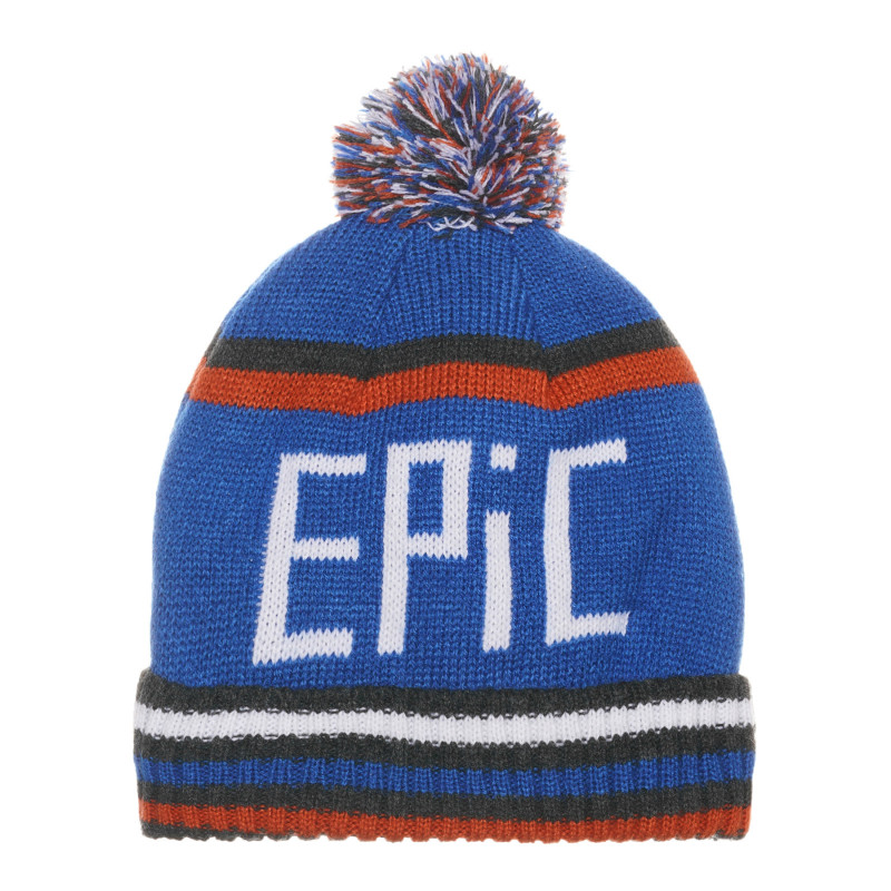 Плетена шапка с цветни акценти и надпис Epic  294288