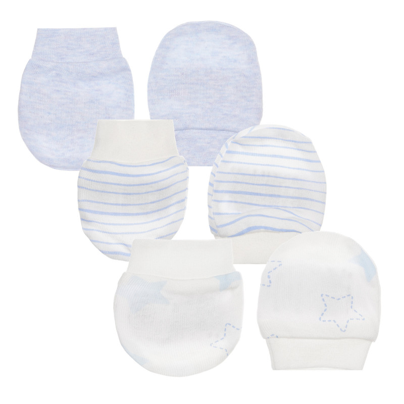 Комплект от 3 чифта памучни ръкавички за бебе момче  294303