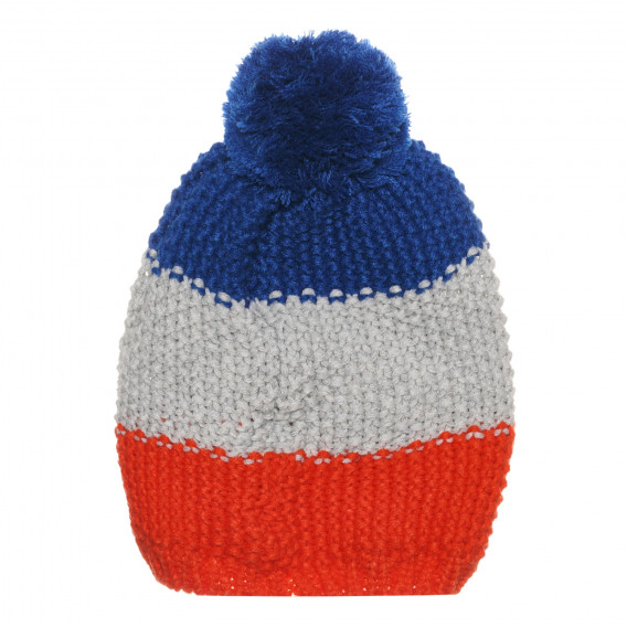 Трицветна плетена шапка с помпон Cool club 294333 