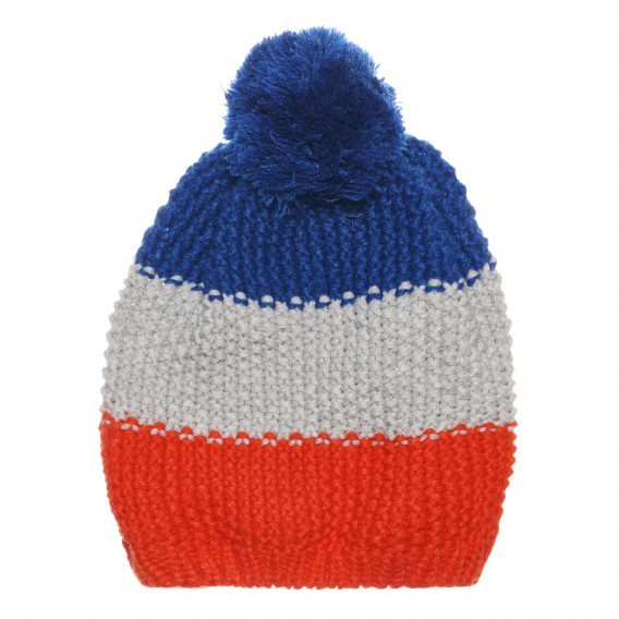 Трицветна плетена шапка с помпон Cool club 294335 3