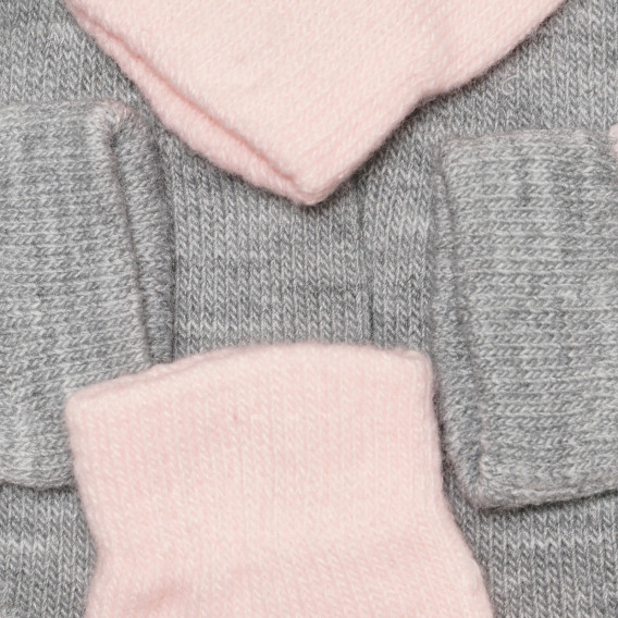 Комплект от 3 чифта ръкавици в сиво и розово за бебе момиче Cool club 294528 2