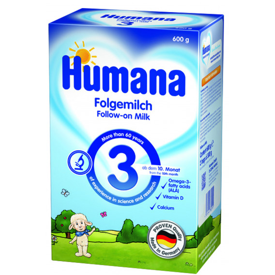3 преходно мляко , 10+ месеца, кутия 600 гр. Humana 2947 