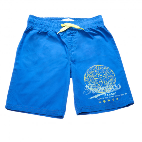 Памучни къси панталони с щампа за момче сини Name it 29505 