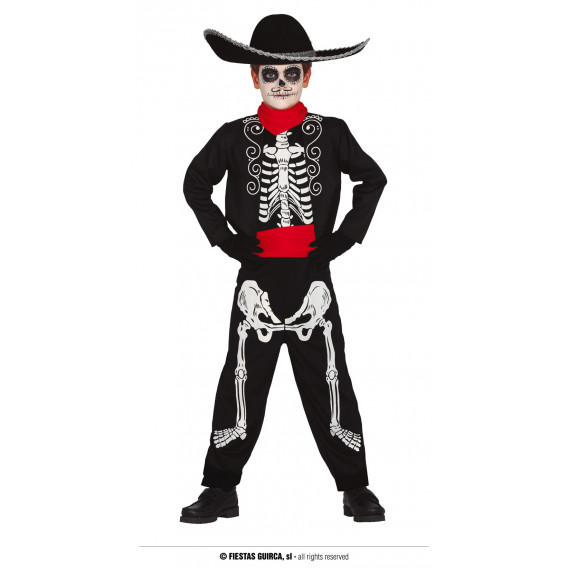 Карнавален костюм скелет на каубой, черно и бяло Fiesta Guirca 295348 