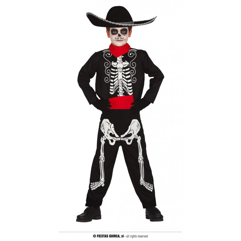Карнавален костюм скелет на каубой, черно и бяло  295348