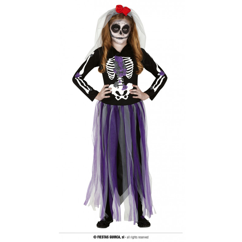 Карнавален костюм скелет, черно и лилаво  295349