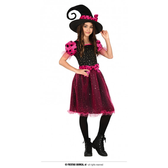 Карнавален костюм вещица, черно и розово Fiesta Guirca 295352 