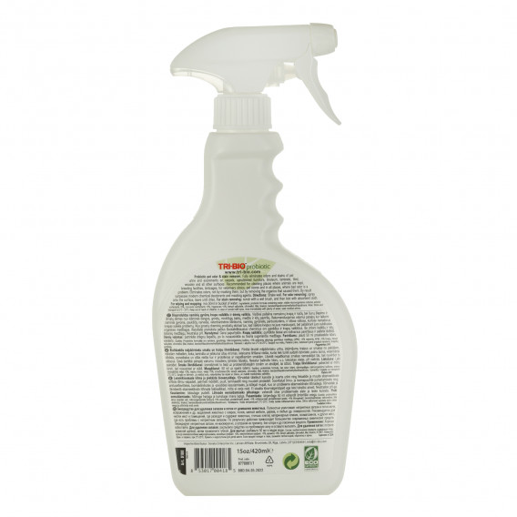 Пробиотичен отстранител на миризми и петна от домашни животни, пластмасова бутилка с дозатор, 420 мл. Tri-Bio 295611 2