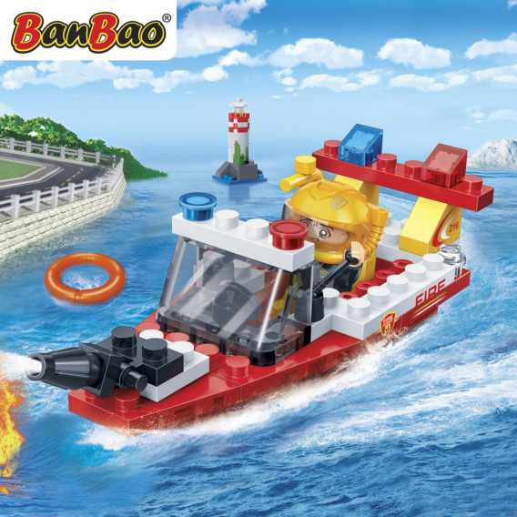Конструктор - Пожарникарска спасителна лодка, 62 части Ban Bao 295785 3