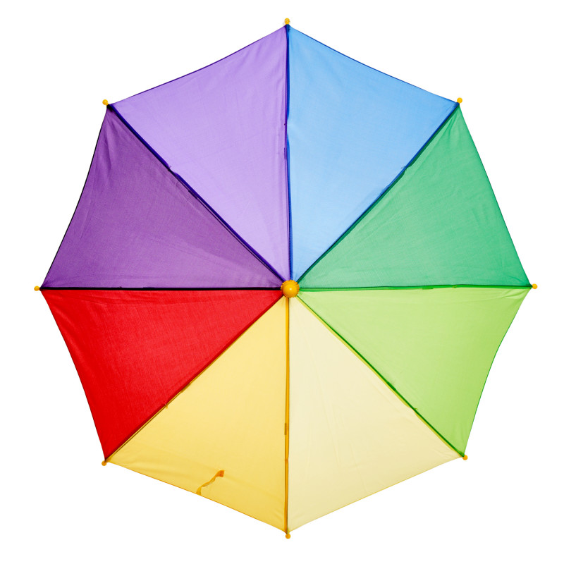 Детски чадър в цветовете на дъгата, жълта дръжка  295881
