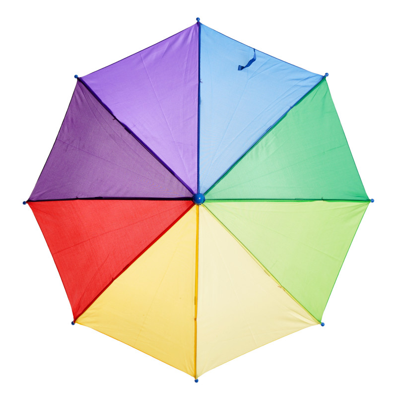 Детски чадър в цветовете на дъгата, синя дръжка  295884