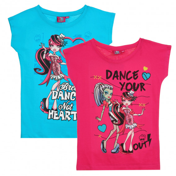 Памучен комплект от две тениски за момиче Monster High 295916 