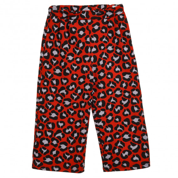 Памучен панталон с животински принт, червен за момиче Name it 295938 1