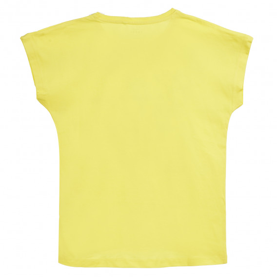 Тениска от органичен памук с брокатени надписи, жълта Name it 295971 4