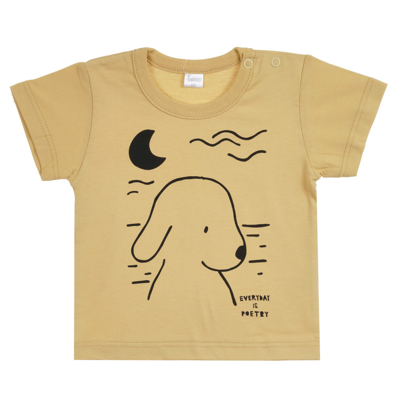 Памучна тениска с графичен принт за бебе, бежава  295983