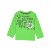 Блуза с дълъг ръкав с надписи за бебе момче, зелена Boboli 296 