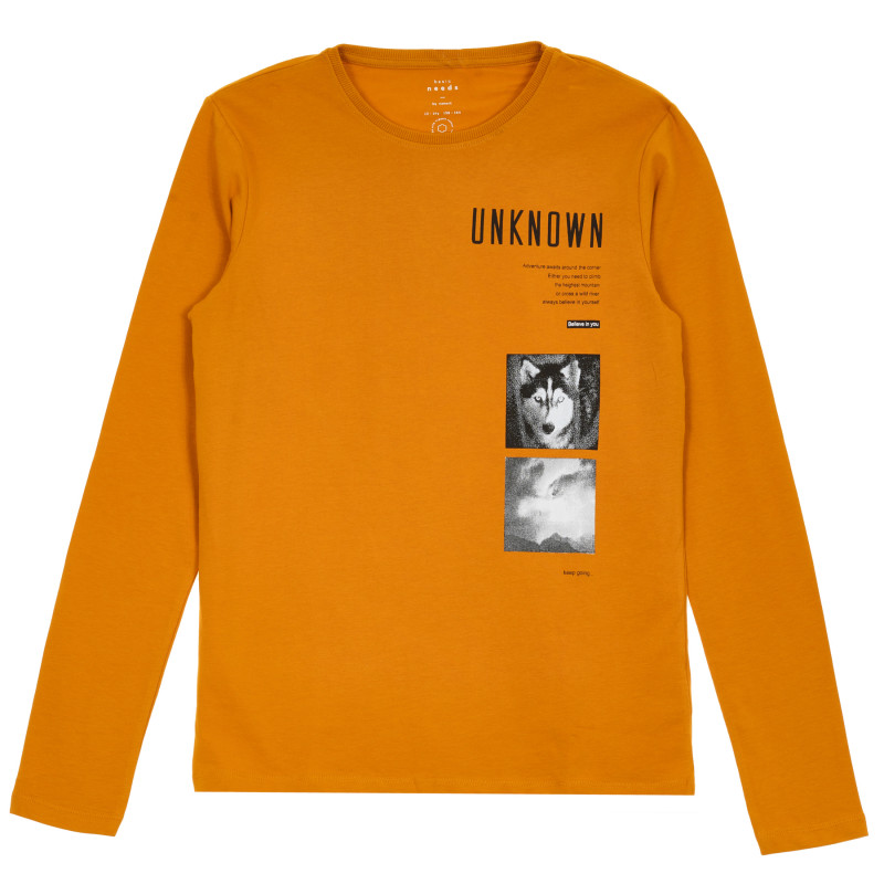 Блуза с дълъг ръкав от органичен памук, оранжева  296223