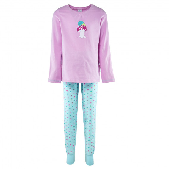 Памучна пижама за момиче - блуза с дълъг ръкав и долнище  SANETTA 29878 