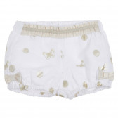 Памучни къси панталони със златни акценти за бебе, бели Chicco 298902 5