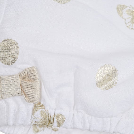 Памучни къси панталони със златни акценти за бебе, бели Chicco 298904 6