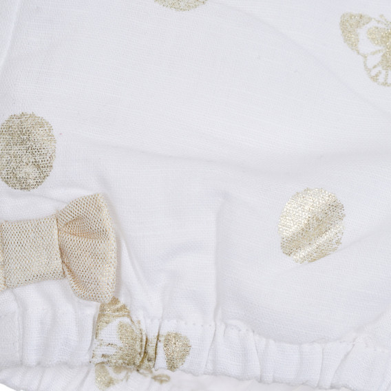 Памучни къси панталони със златни акценти за бебе, бели Chicco 298905 2