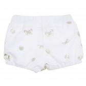 Памучни къси панталони със златни акценти за бебе, бели Chicco 298908 8