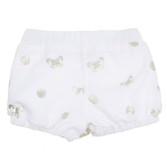 Памучни къси панталони със златни акценти за бебе, бели Chicco 298908 8