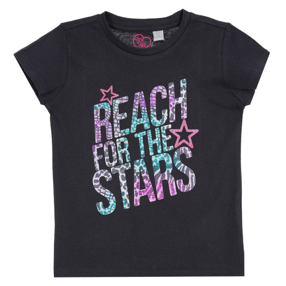 Памучна тениска REACH FOR THE STARS за бебе, тъмносива Chicco 298932 5