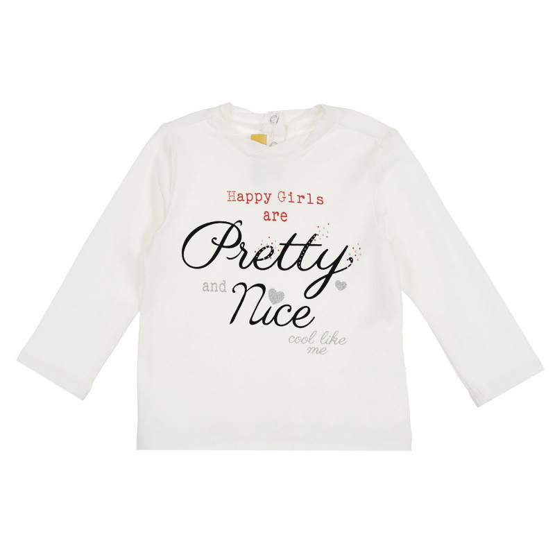 Памучна блуза HAPPY GIRLS за бебе, бяла  300214