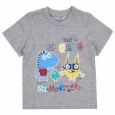 Памучна тениска THE GANG OF MONSTERS за бебе, сива Chicco 300419 