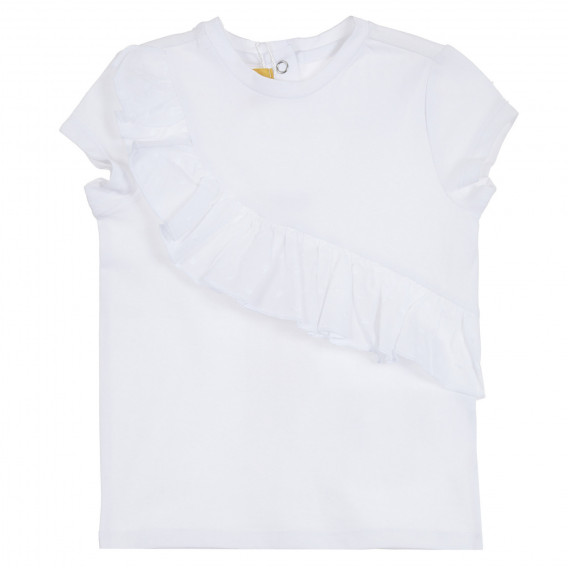 Памучна тениска с къдрички за бебе, бяла Chicco 300641 5
