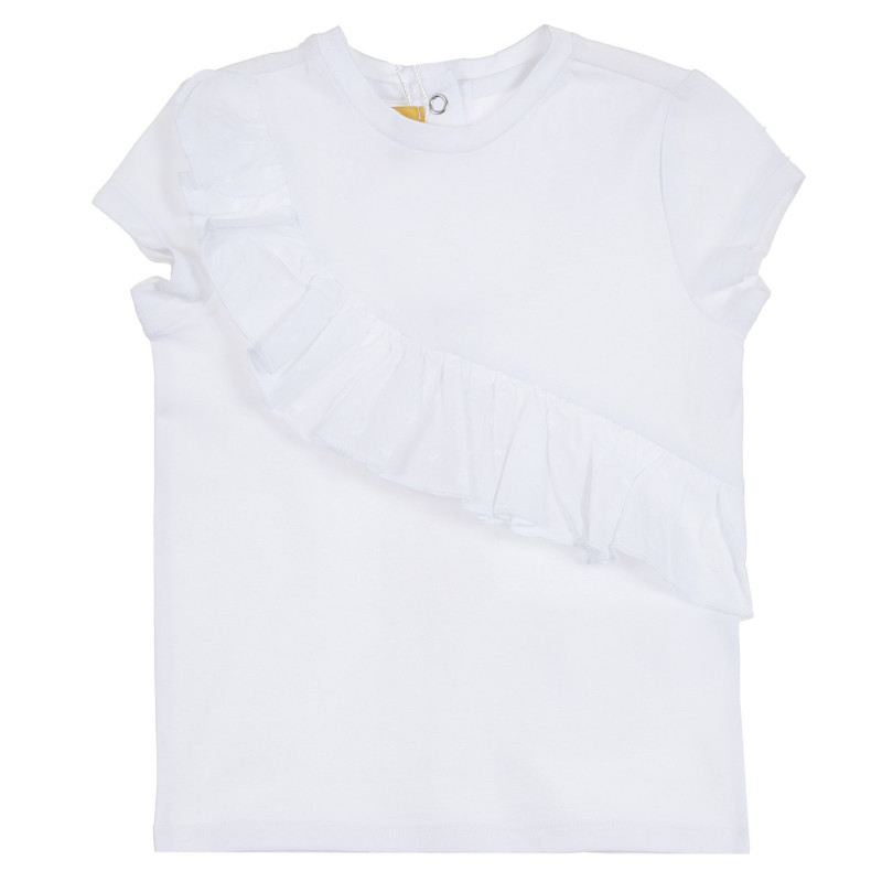 Памучна тениска с къдрички за бебе, бяла  300741