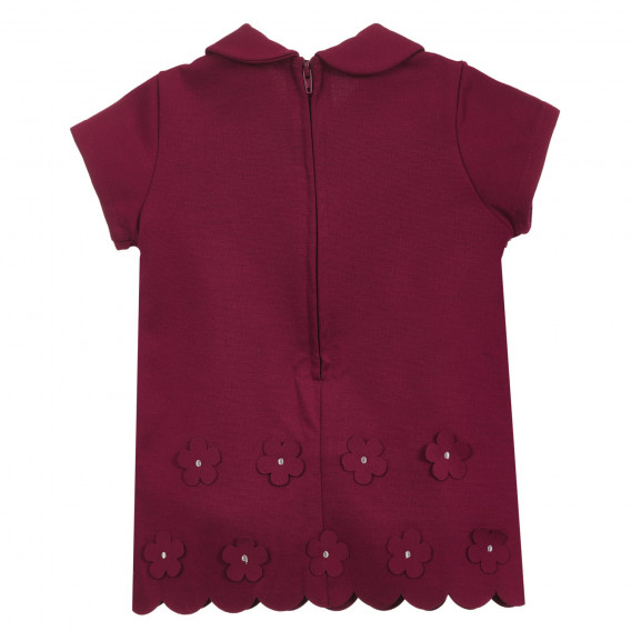 Памучна рокля с апликация на цветя за бебе червена Chicco 300904 4