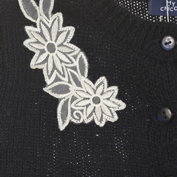 Плетена жилетка с апликация цветя, тъмносиня Chicco 301057 2