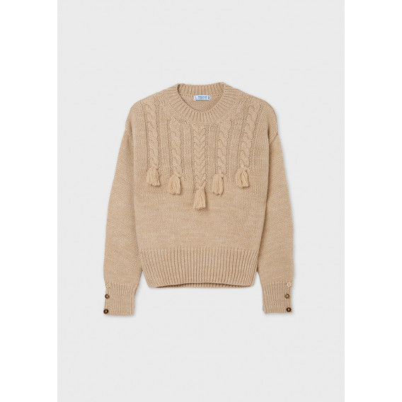 Пуловер с плетеници, беж Mayoral 301762 