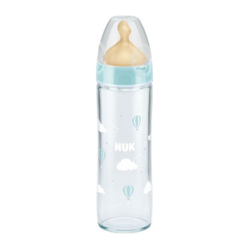 Стъклено шише за хранене New Classic, с биберон M, 0-6 месеца, 240 мл, цвят: бял  302886