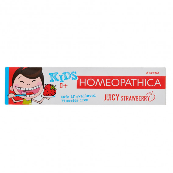Паста за зъби Homeopathica Kids Ягода 0+, пластмасова тубичка, 50 мл Astera 303030 3