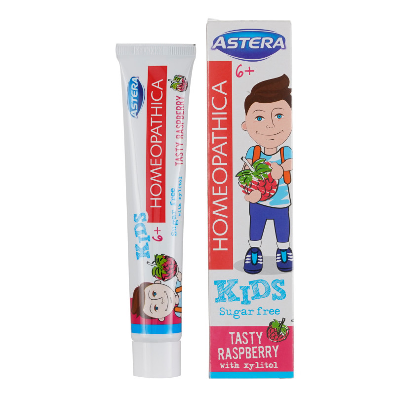 Паста за зъби Homeopathica Kids Малина 6+, пластмасова тубичка, 50 мл  303040