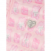 Пухено яке за бебе с щампи на мечета, розово Guess 303170 4
