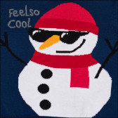 Памучен пуловер с принт на снежен човек за момче тъмно син Cool club 303175 2