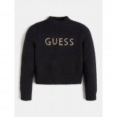 Пуловер със златисто лого, черен Guess 303197 