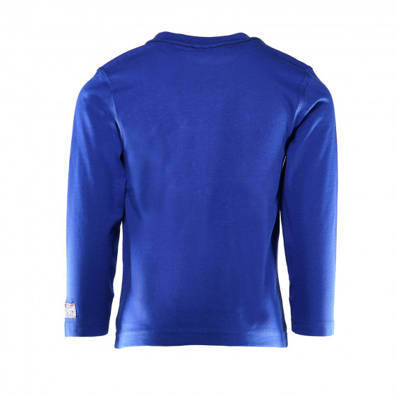 Памучна блуза с дълъг ръкав и цветна бродерия за момче, синя SALT AND PEPPER 30398 2