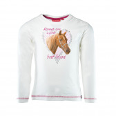 Памучна блуза с дълъг ръкав и щампа кон за момиче SALT AND PEPPER 30403 