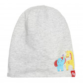 Памучна шапка с щампа на слонче и жираф за бебе, сива Cool club 304099 4