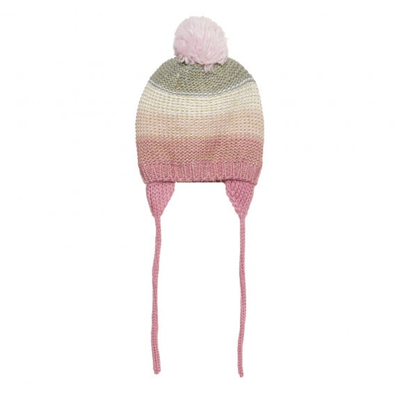 Плетена шапка с връзки и помпон, многоцветна Cool club 304113 5