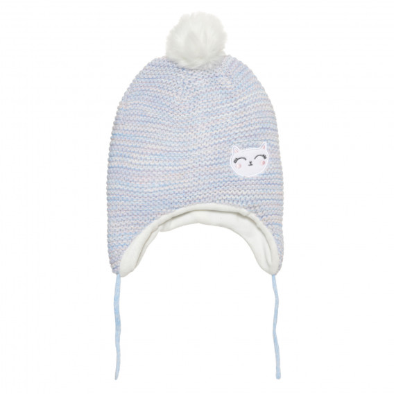 Зимна шапка с помпон и щампа на коте, синя Cool club 304128 5