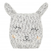 Плетена шапка зайче в сиво и бяло за бебе Cool club 304136 5