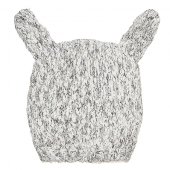 Плетена шапка зайче в сиво и бяло за бебе Cool club 304139 8